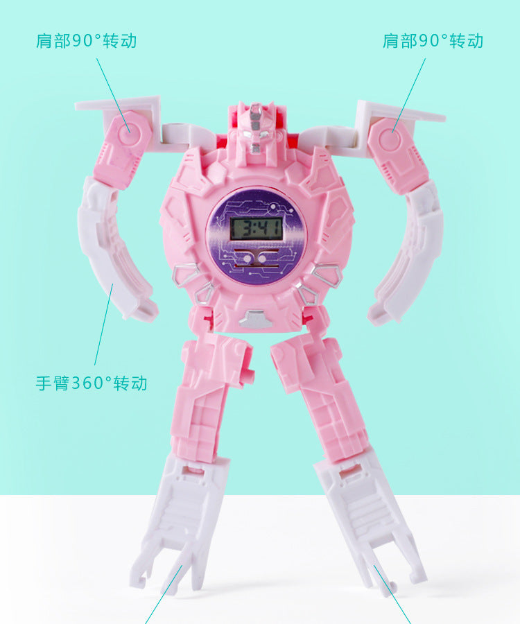 Children's Transforming Watch Electronic Watch Boys and Girls Robot Transforming Internet Celebrity Gift Kids Elementary School Student Gift Prize
