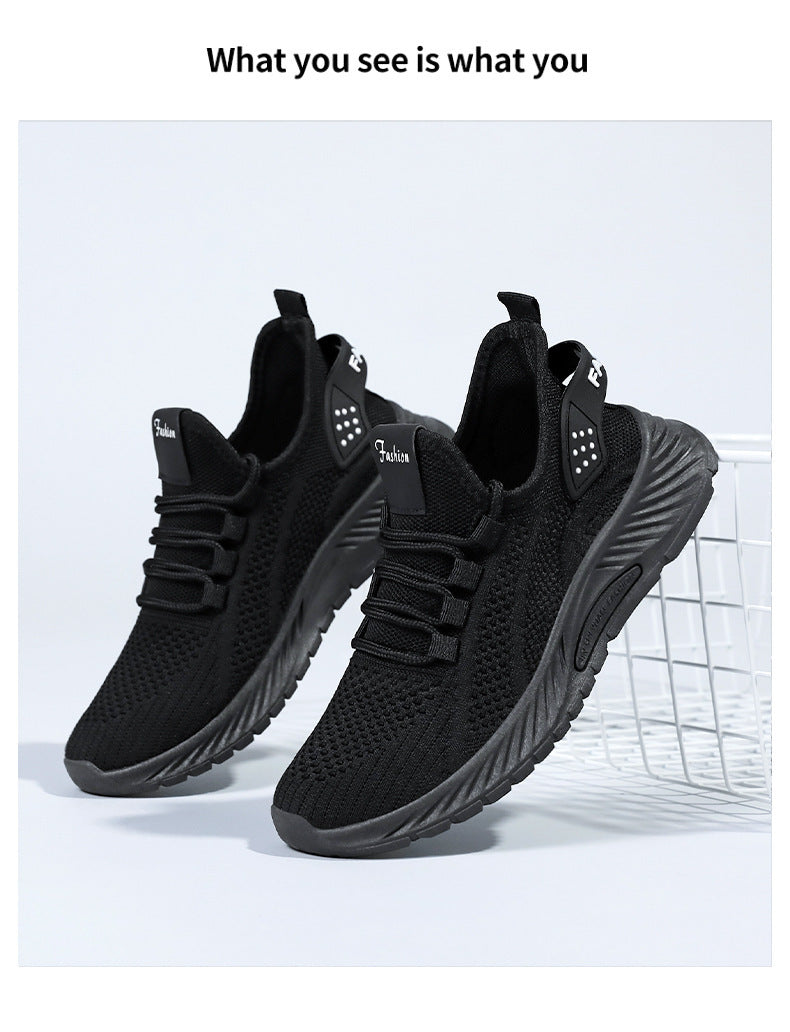 White Flyknit Soft Sole Running Shoes for Women, Summer New Versatile Lightweight Sneakers, Breathable Casual Sports Shoes