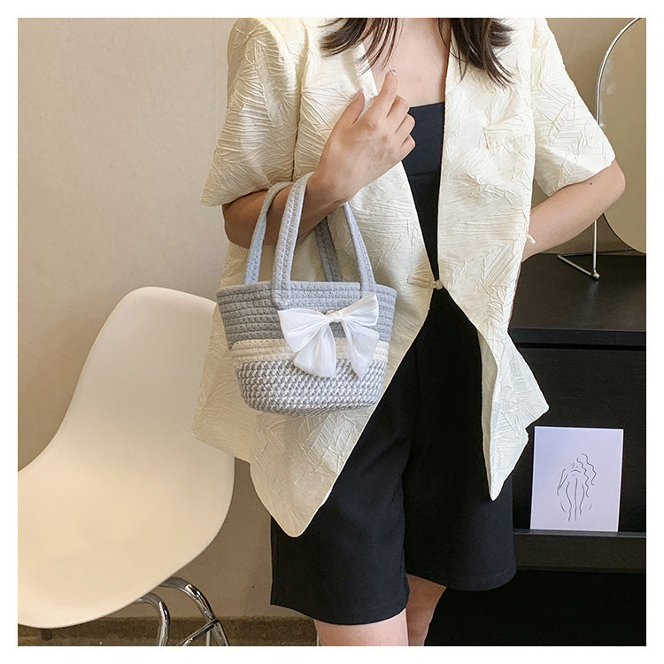 Hand-Woven Bag Women2025New Ethnic Style Straw Bag Forest Style Beach Large Capacity Basket Bag