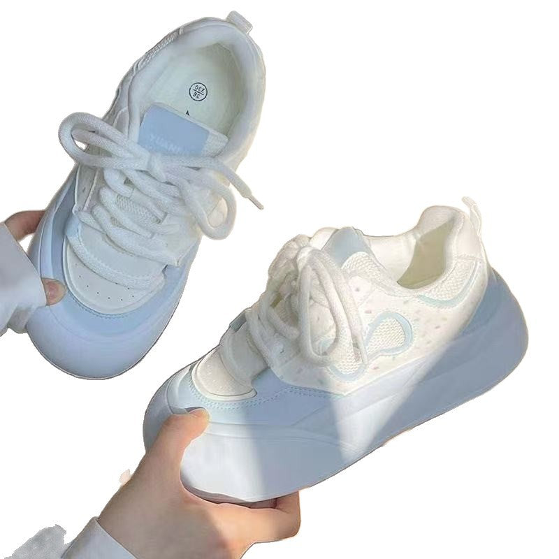 Women's Thick-Soled Height-Increasing White Sneakers2025New Autumn Milk fufu Shoes Casual Sports Sneakers Big Toe Loafers