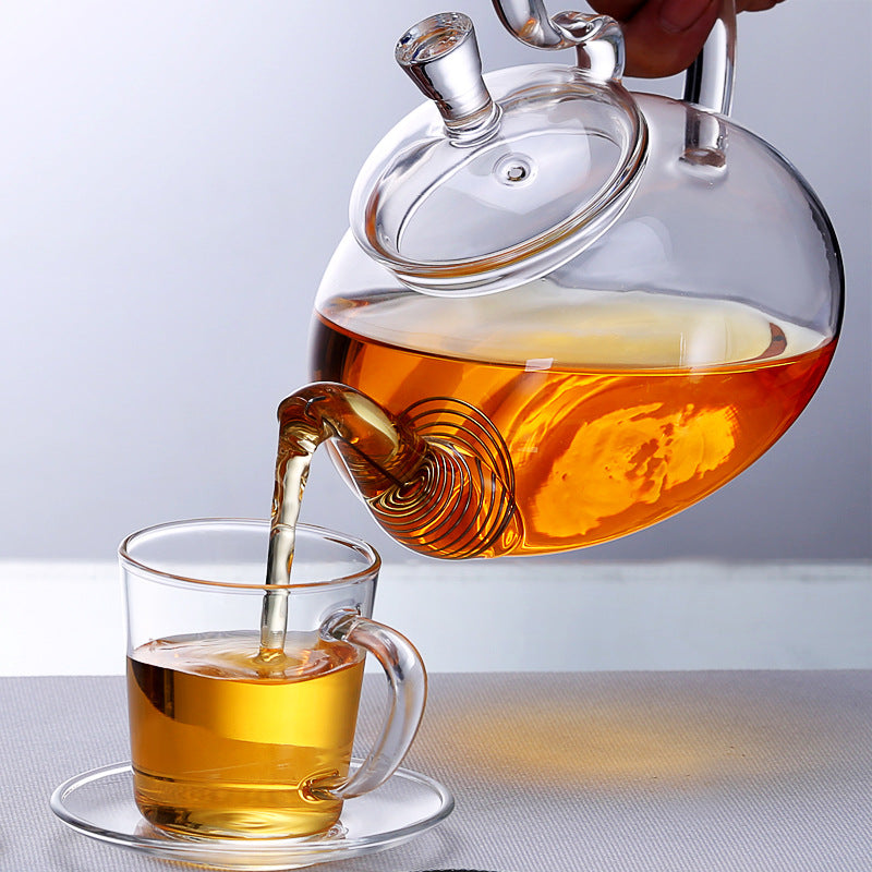Glass Teapot High Temperature Resistant Thickened Filter Tea Brewing Teapot Household Heatable Fruit Flower Teapot Tea Set