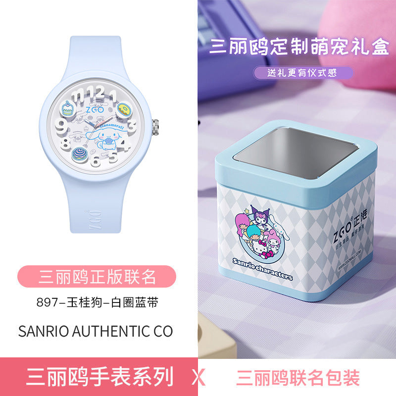 Sanrio Official Genuine Children's Watch for Girls, Cinnamoroll Waterproof, Only Tells Time, Quartz Watch for Middle School Students