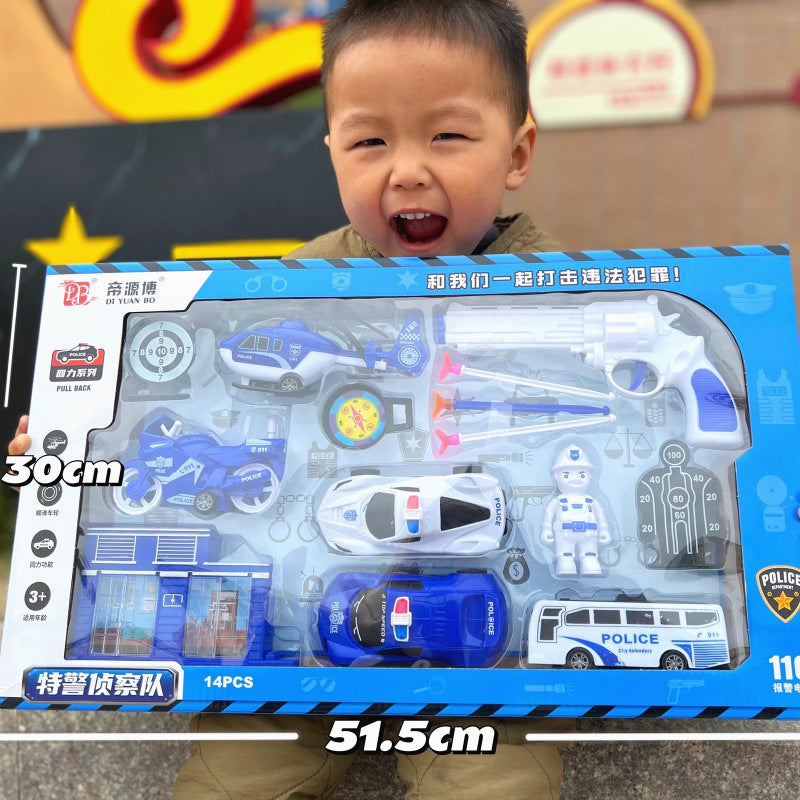 Durable Children's Toy Car Pull-Back Car Simulation Excavator Engineering Vehicle Fire Truck Airplane Model Boy's Gift