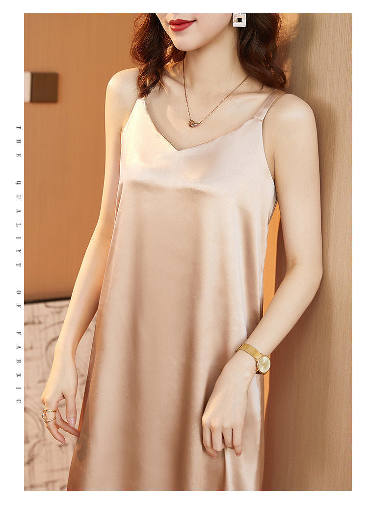 Lace Strap Dress Vest for Women, Inner Wear and Outer Wear, Spring and Summer New Loose Plus Size Silk Satin Collar Sleeveless