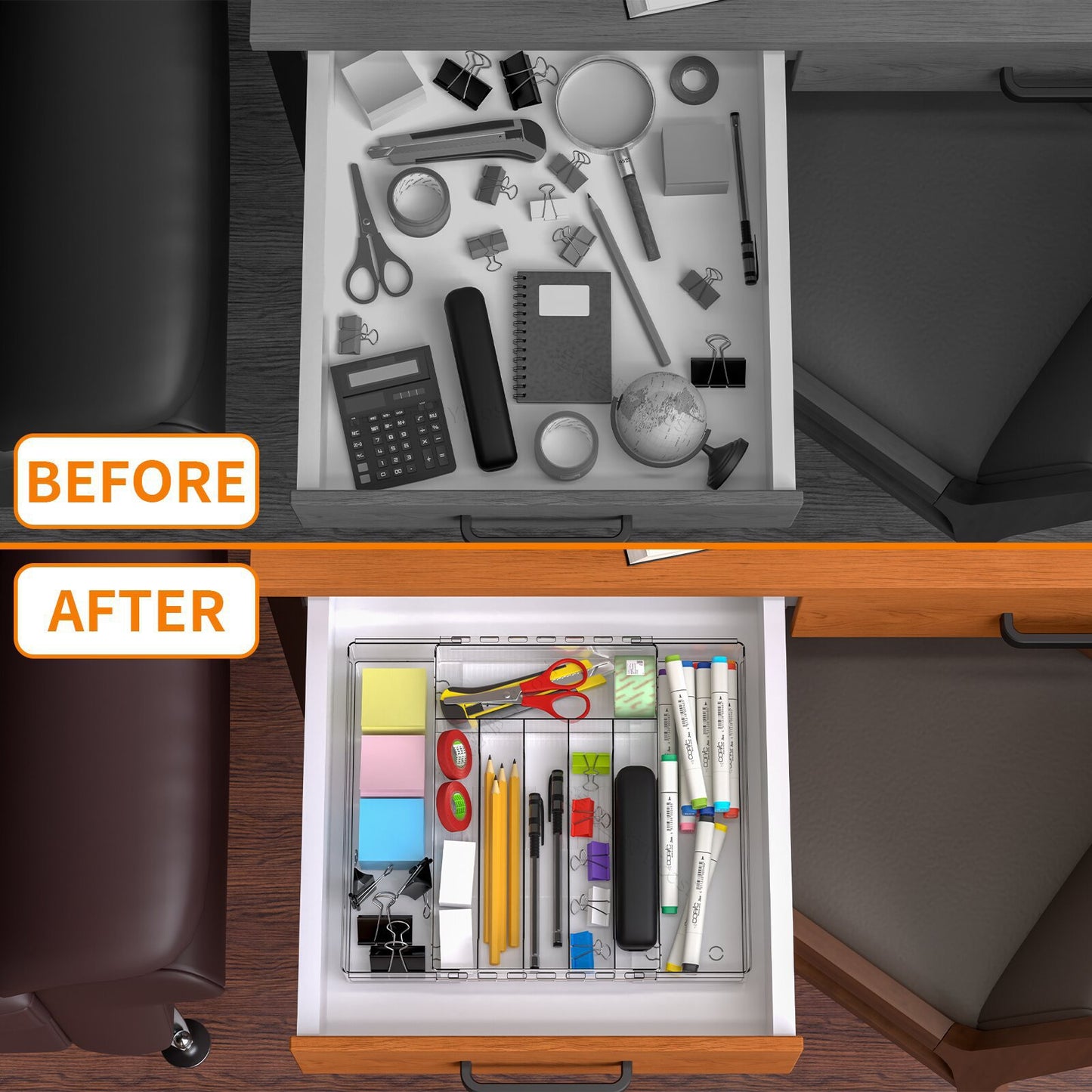 Cross-Border Tableware Kitchen Organizer Box Drawer Expandable Silverware Storage Box Cosmetics Stationery Miscellaneous Divider Expandable Box