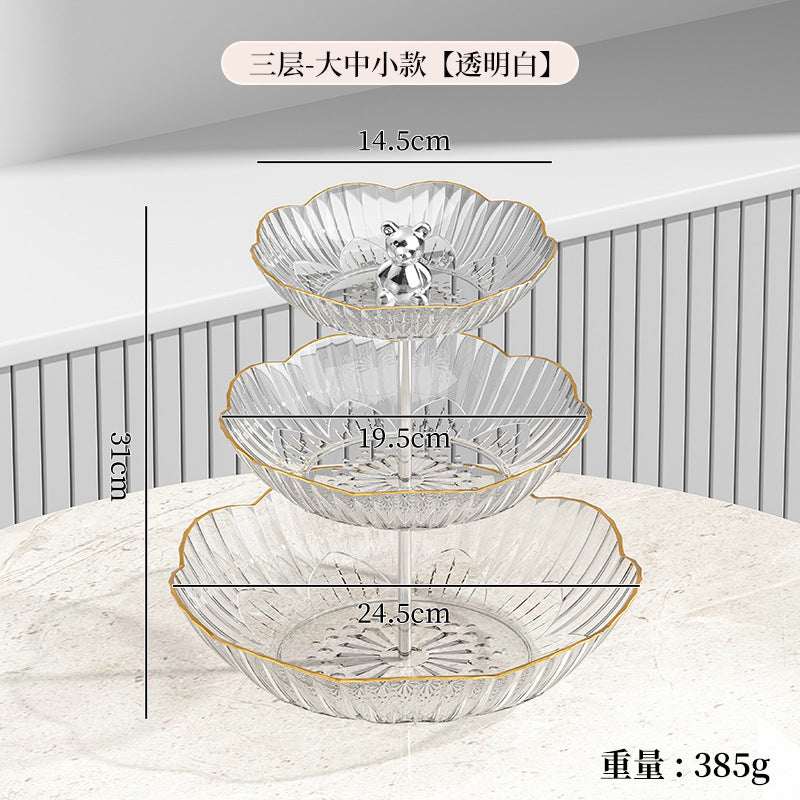 Multi-layer Fruit Plate High-end Luxury Style Home Living Room Snacks Nuts Candy Dried Fruits Fruit Plate Tea Pastry Dessert Plate