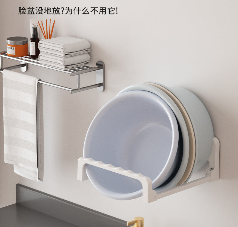 Washbasin Rack Hook No-Drill Kitchen Wall-Mounted Storage Rack Home Bathroom Wall-Mounted Basin Organizer Shelf