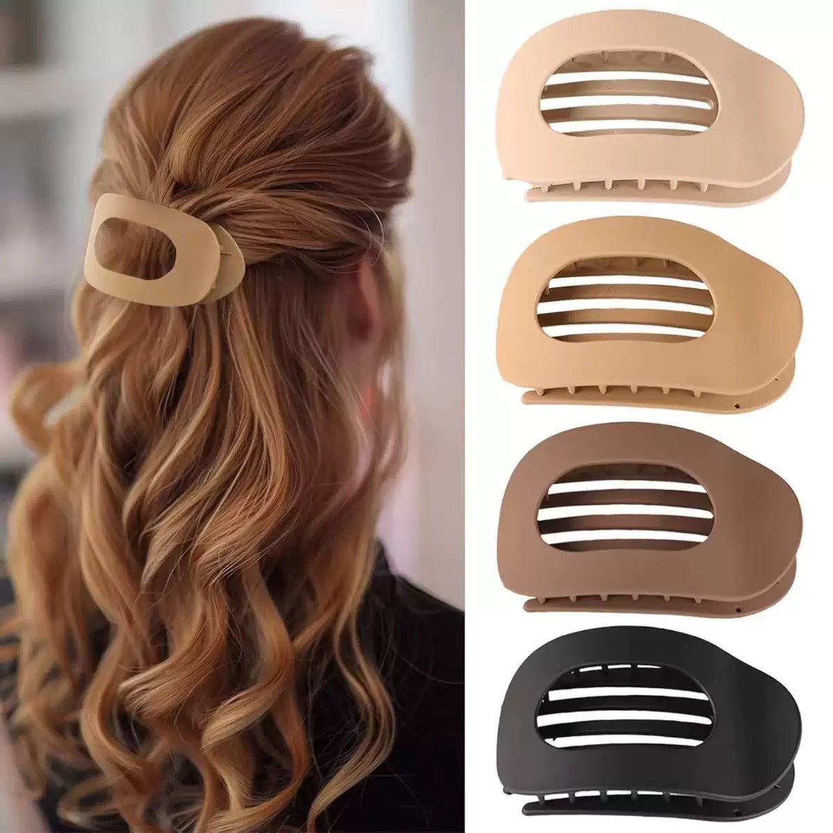 Cross-Border New Hot-Selling Flat Oval Hair Clip Duckbill Clip Strong Grip Back of Head Hair Bun Simple Clip Hair Accessory