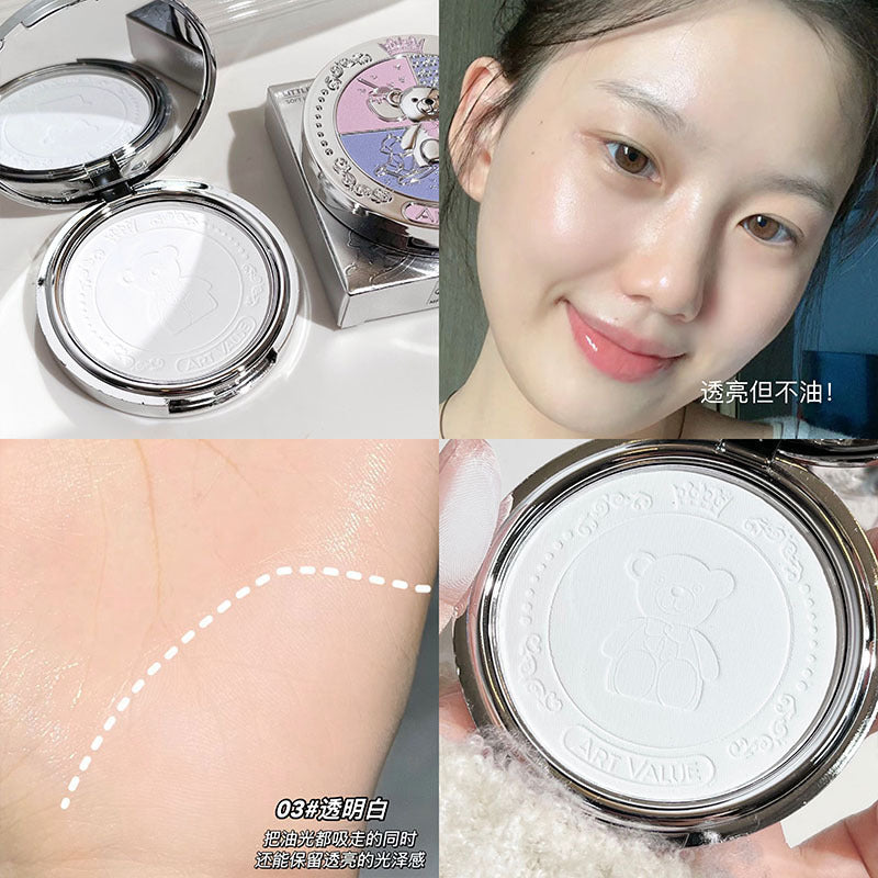 ART VALUE Bear Knight Soft Focus Powder Setting Powder Oil Control Long-lasting Waterproof Sweatproof Mom's Good Skin A44