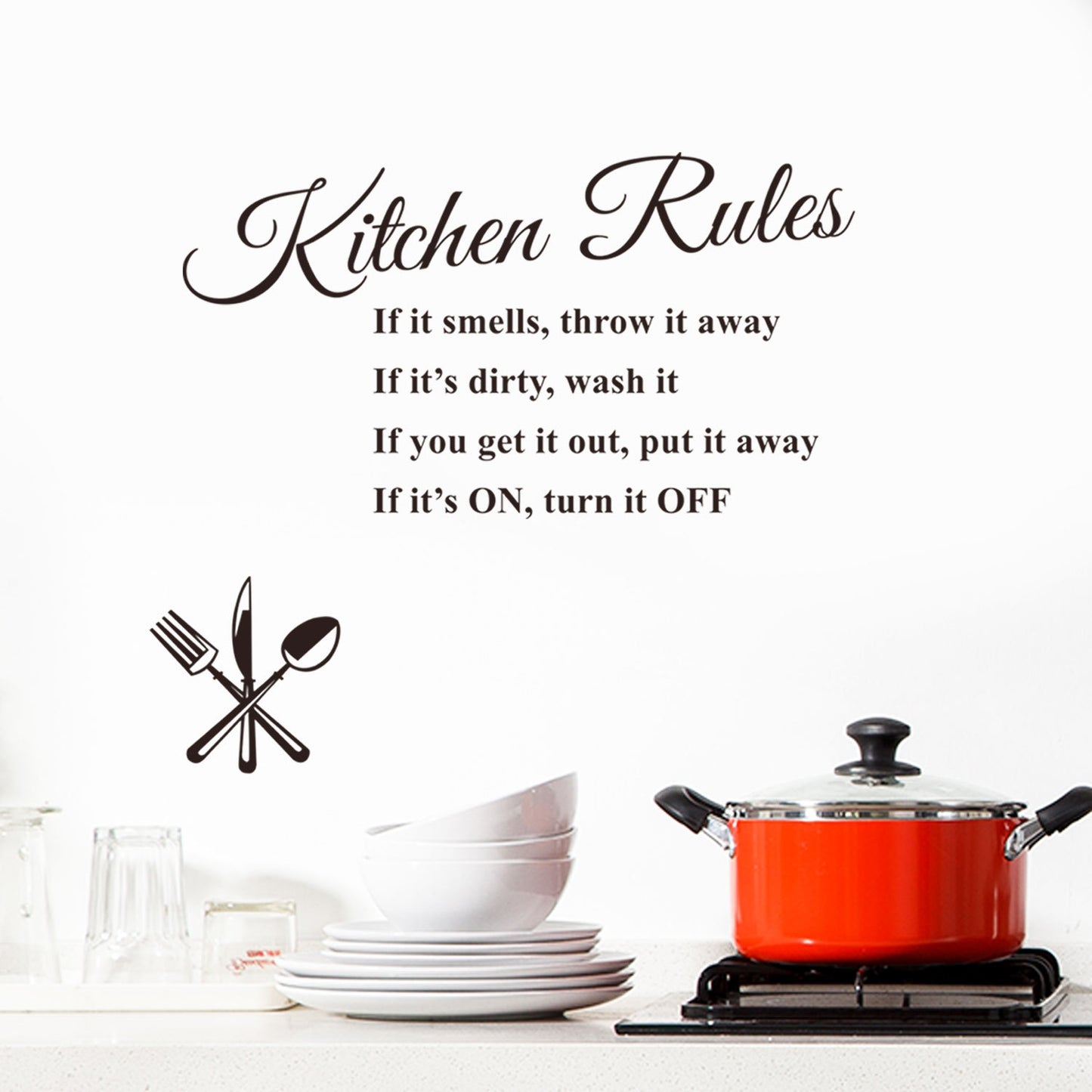 kitchen rules Kitchen Rules Personalized Wall Stickers Removable Kitchen Proverbs Wall Decals PH2358