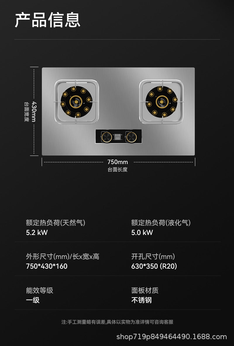 German Brand Gas Stove Double Burner Household Natural Gas Liquefied Gas High Flame Stove Nine-Cavity Direct Injection Stainless Steel New Model