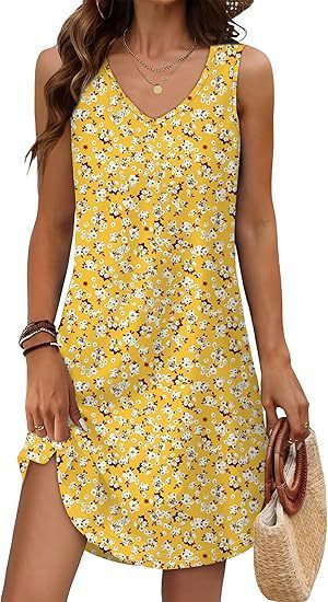European And American Women’s Clothing Summer Loose Casual V-neck Flower Dress