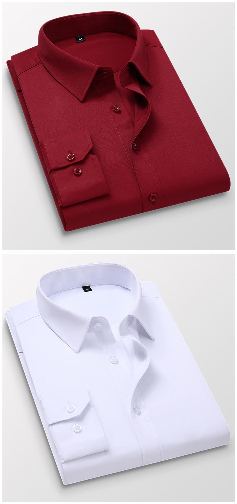 Men's Non-Iron Shirt Plus Size Breathable Business Casual Korean Style Slim Fit Shirt Professional Wear White Long Sleeve Shirt