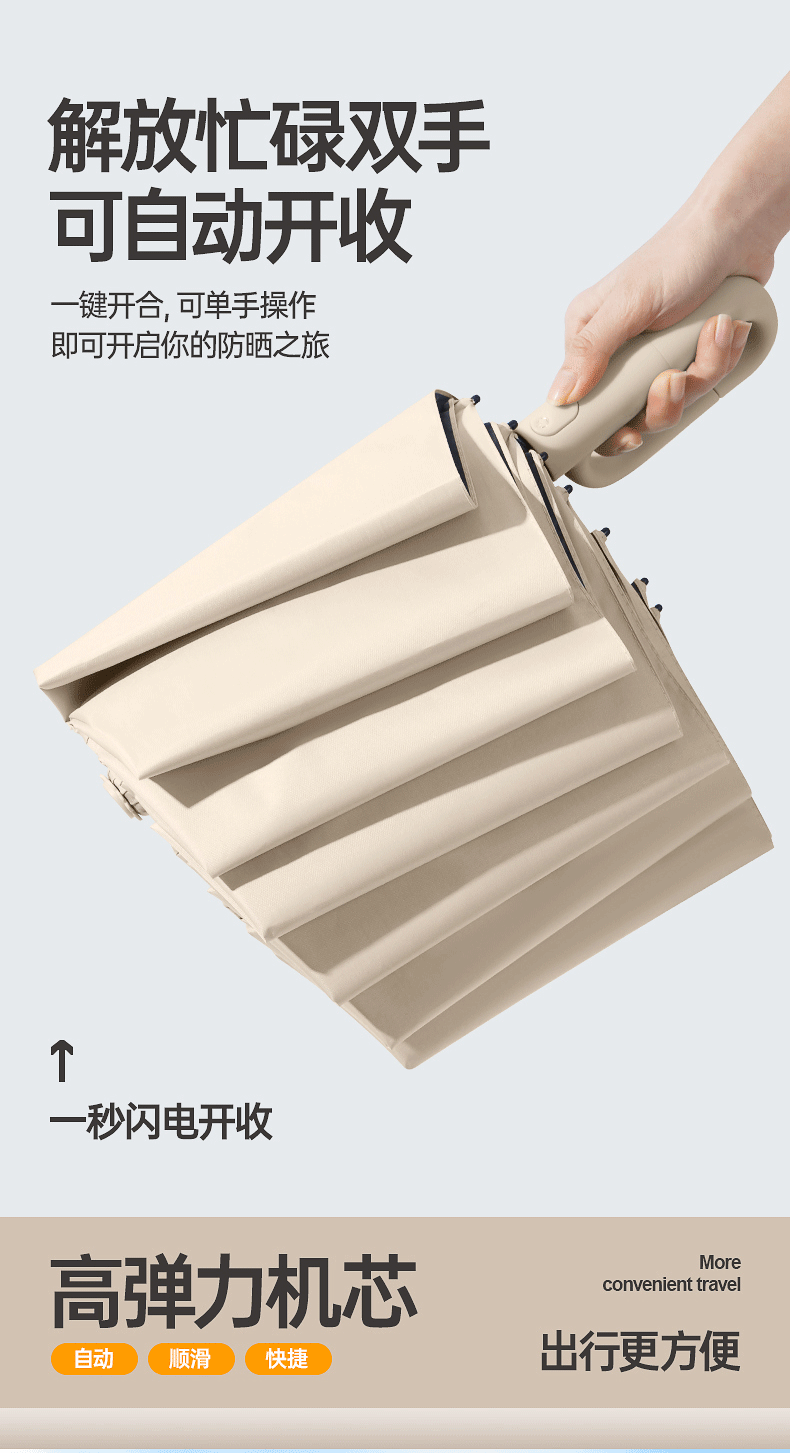72Fully Automatic Ring Buckle Umbrella Portable Large Custom Wholesale Men's Hook Folding Dual-use for Sun and Rain Women's Special