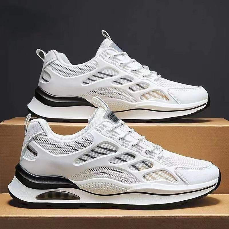 2024Spring Youth New Trend Men's Shoes Korean Style Breathable Versatile White Sneakers Running Student Casual Sports Shoes
