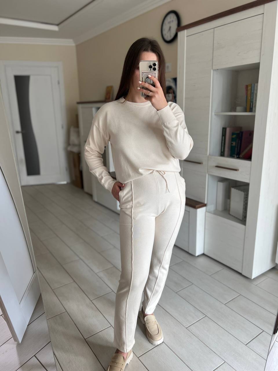 2025Autumn and Winter New ins Women's Loose Round Neck Sweater Set with Carrot Pants European and American Knitted Sets