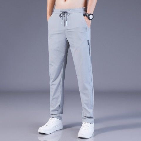 Men's Ice Silk Pants Loose Breathable Straight Slim Casual Pants Summer Thin Long Pants Stretch Men's Sports Wholesale