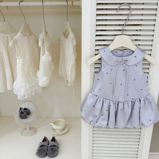 Sweet Little Original Purple Children's Clothing!Kululi25Girls Summer Purple Heart Palace Style Vest Flower Bud Skirt Trendy