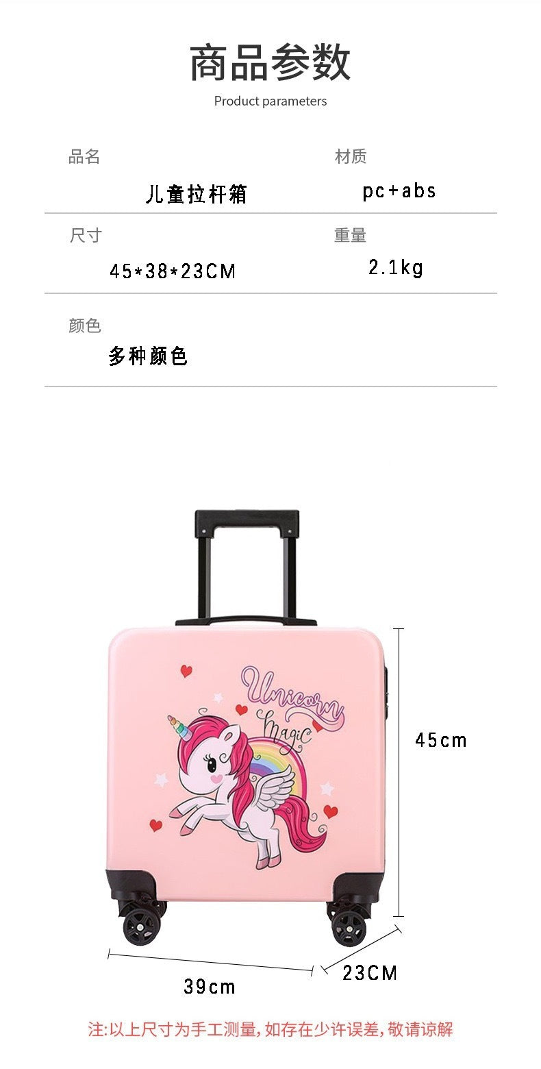 New181-inch Biscuit Children's Trolley Case Elementary School Student Luggage with Printed Words logo Cute male and female baby suitcase
