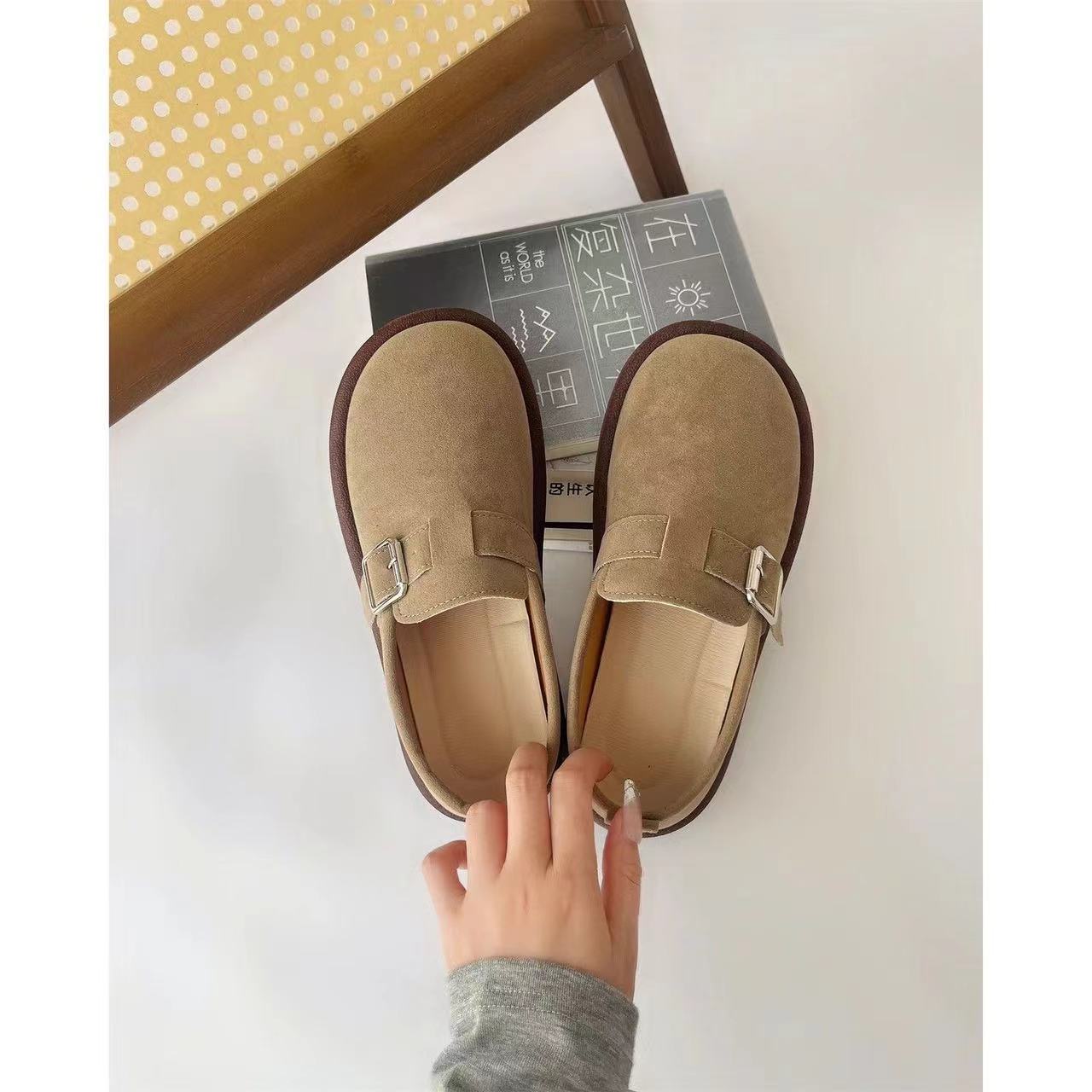 ins Super Popular Versatile Birkenstock Shoes for Female Students2024Spring and Autumn New Retro Slip-On Soft Sole Non-Slip Loafers