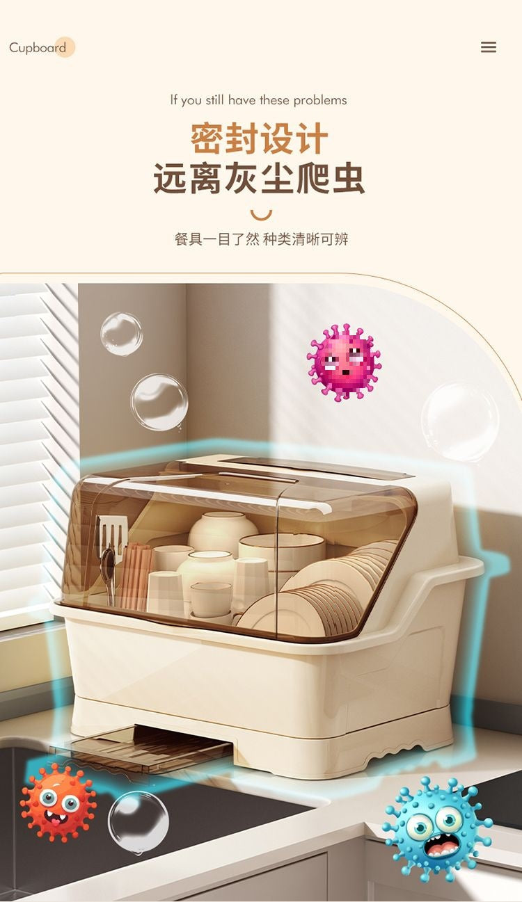 Tableware Storage Box Place Bowls and Dishes Storage Rack Kitchen Tableware Household Storage Box Draining Storage Rack Cupboard