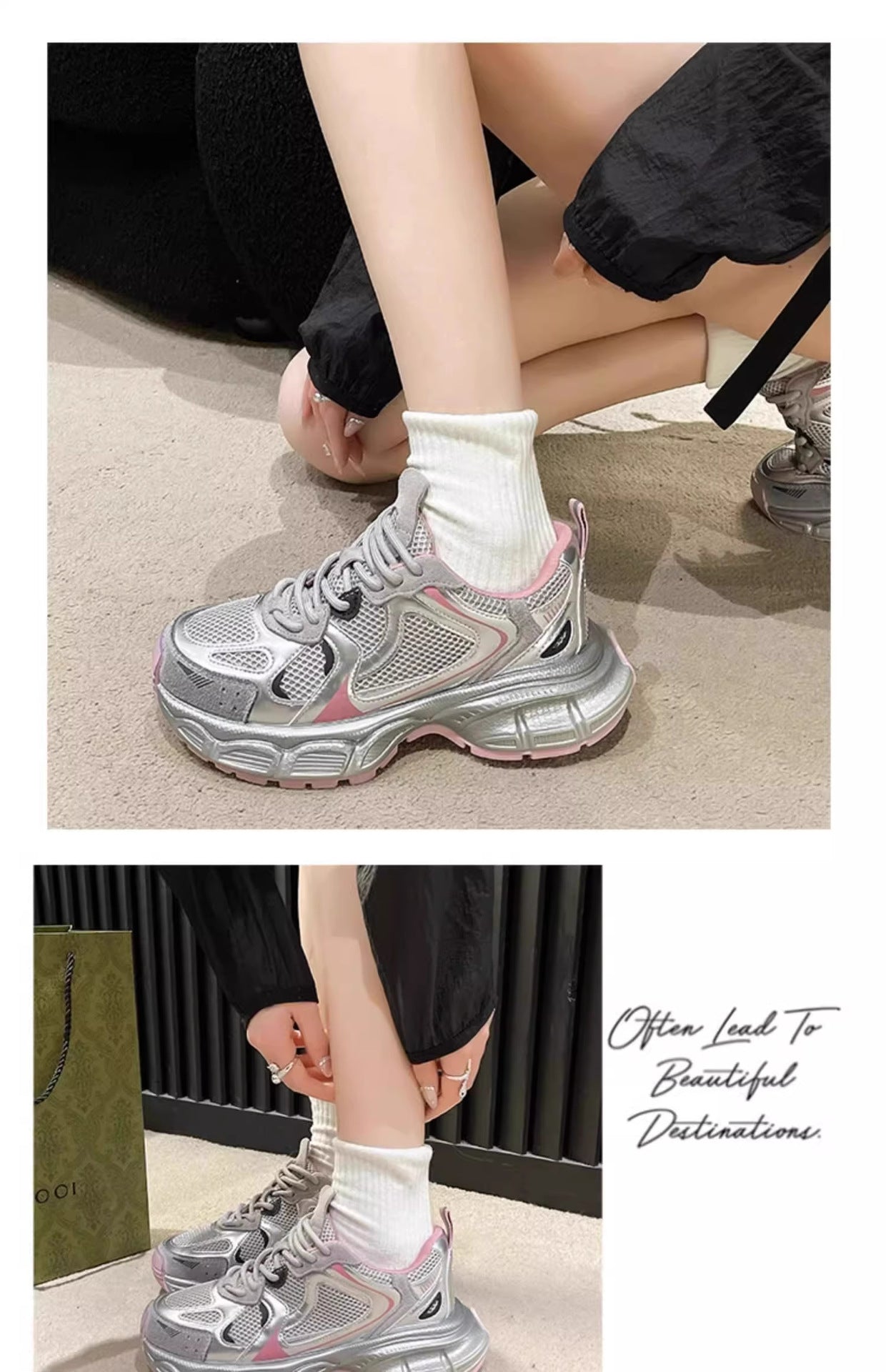 Girls' Dad Shoes Spring and Autumn New Style2024Children's Shoes Mesh Breathable Sports Shoes Medium and Large Children's Running Shoes