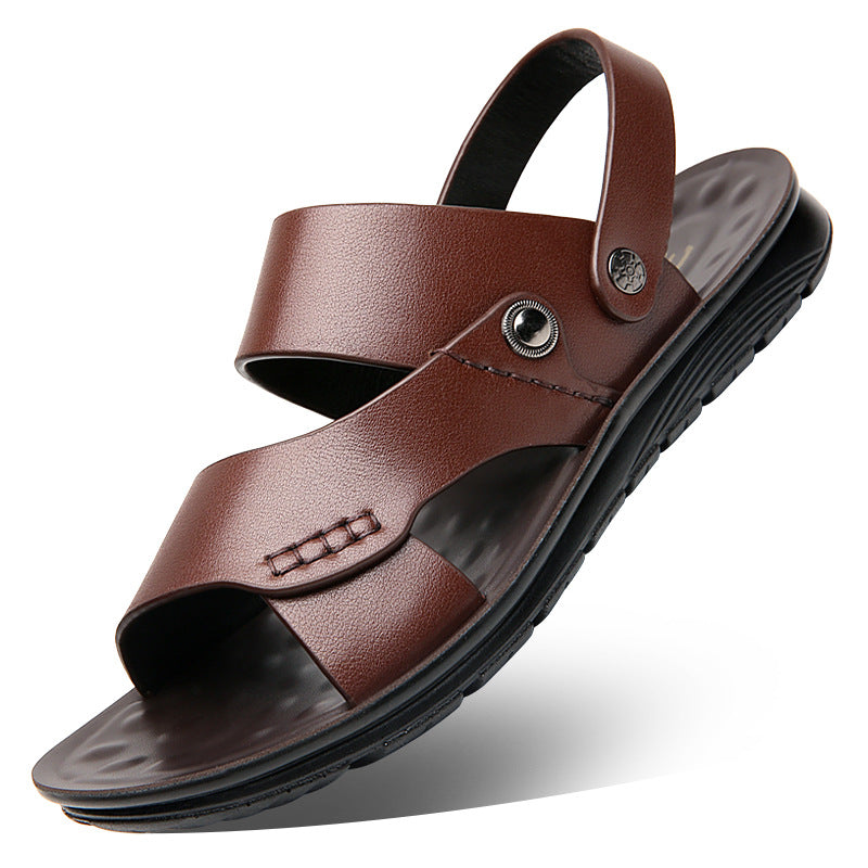 Men's Sandals Summer Soft Leather Soft Sole Anti-Slip Beach Shoes2023New large size casual dual-use outdoor sandals