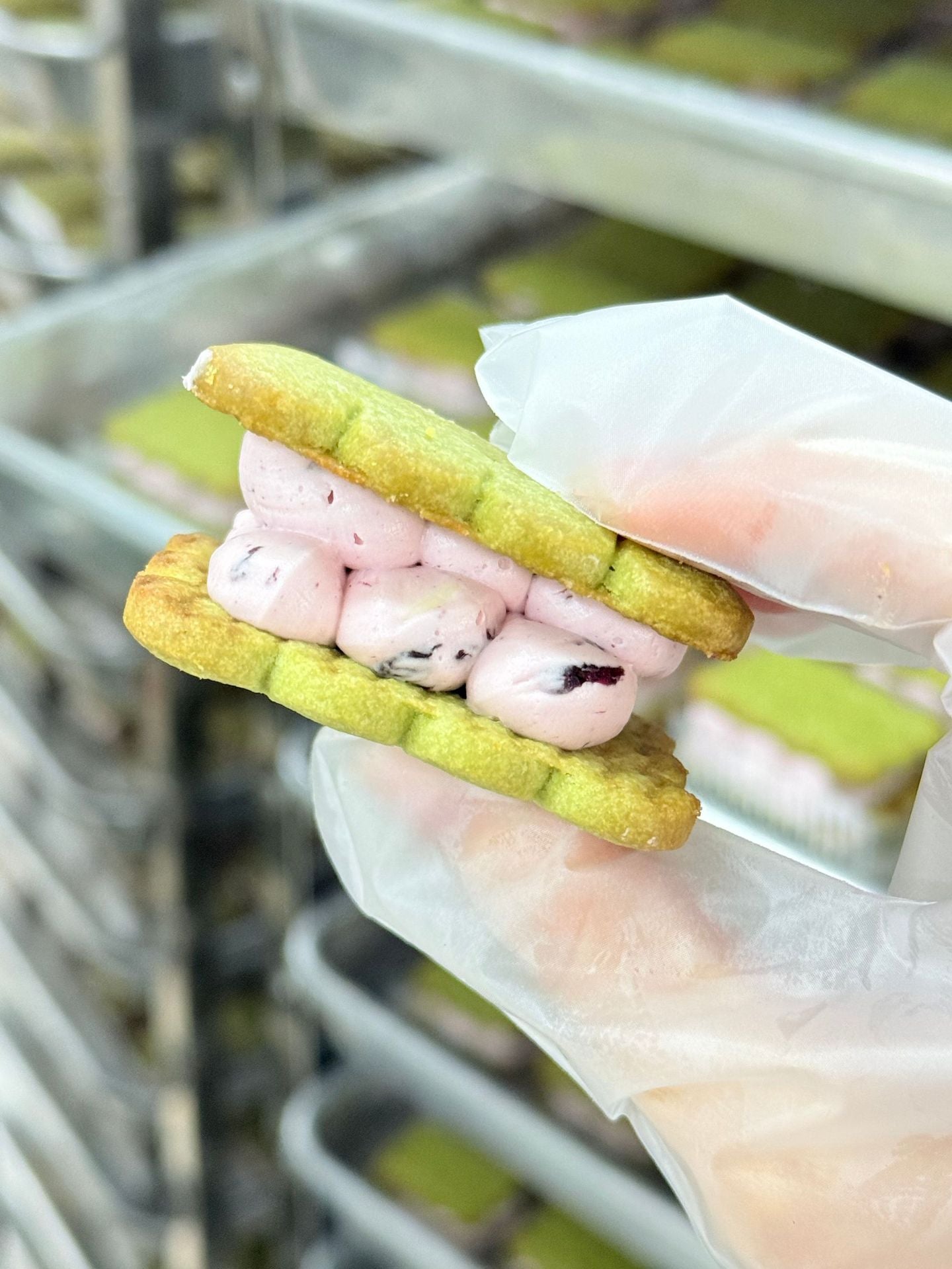 Frozen Chewy Butter Sandwich Cookies Matcha Chocolate Multi-flavor Ice Cream Texture Cake Snacks Factory