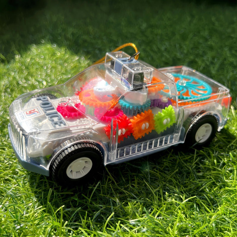 Mid-Autumn Festival Gift for Babies: Handheld Music Toy Car Lantern, Children's Electric Transparent Gear Flashing Police Car Lantern