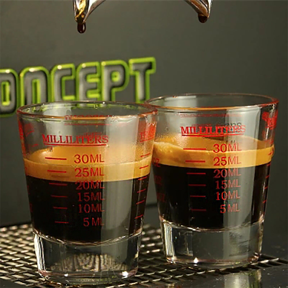 Wholesale Glass Small Round Cup Espresso Cup Double Measurement Baking Coffee Extraction Cup Thickened Liquor Cup Ounce Cup