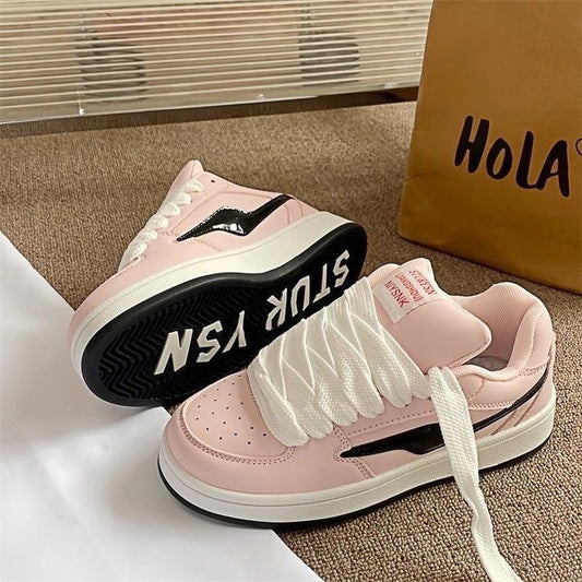 Korean Version of Niche Pink Bread Shoes for Women ins Tide2025Spring New Style Versatile Hong Kong Style Casual Sneakers for Female Students