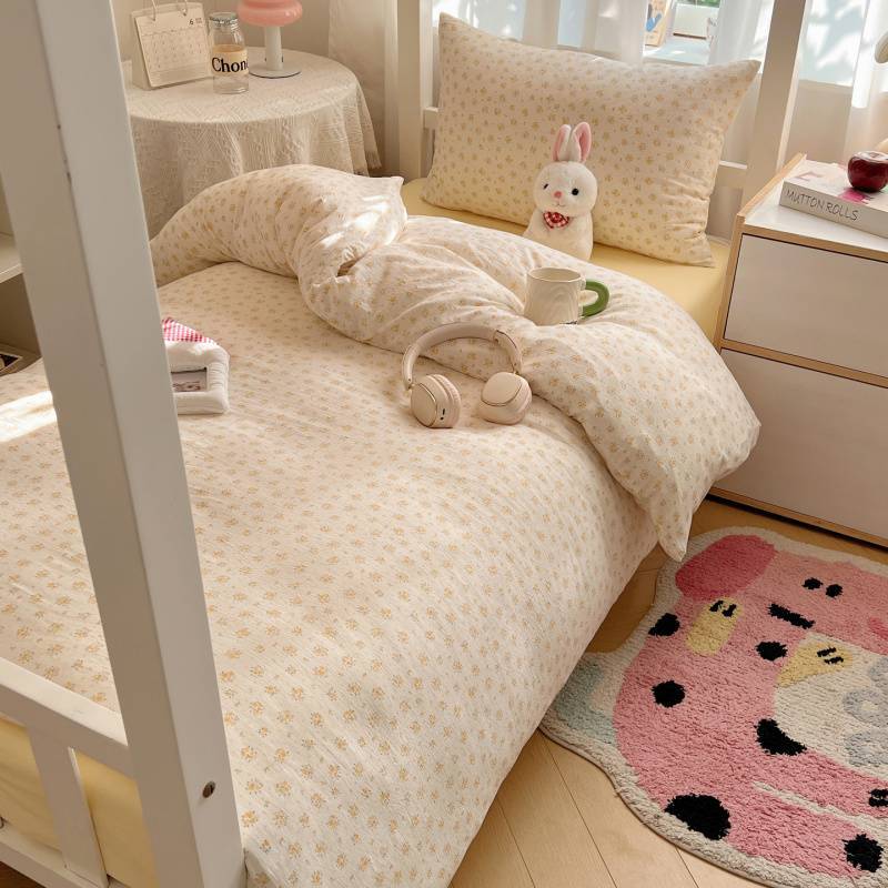 2025Hot-Selling Double-Layer Gauze Student Season Bed Single Quilt Cover Dormitory Dormitory Bunk Bed Three-Piece Set
