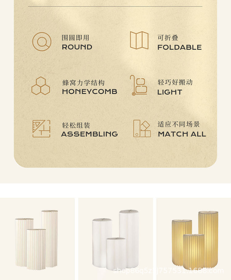 【Firefly Lantern】Live Streaming Background Decoration Foldable Round Column Paper Roman Column Folding Column Road Guide Ornament