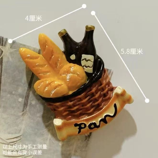 *Beautiful Little Aunt* Refrigerator Magnet 3D Creative Magnetic Sticker Simulation Food Bread Message Sticker Magnetic