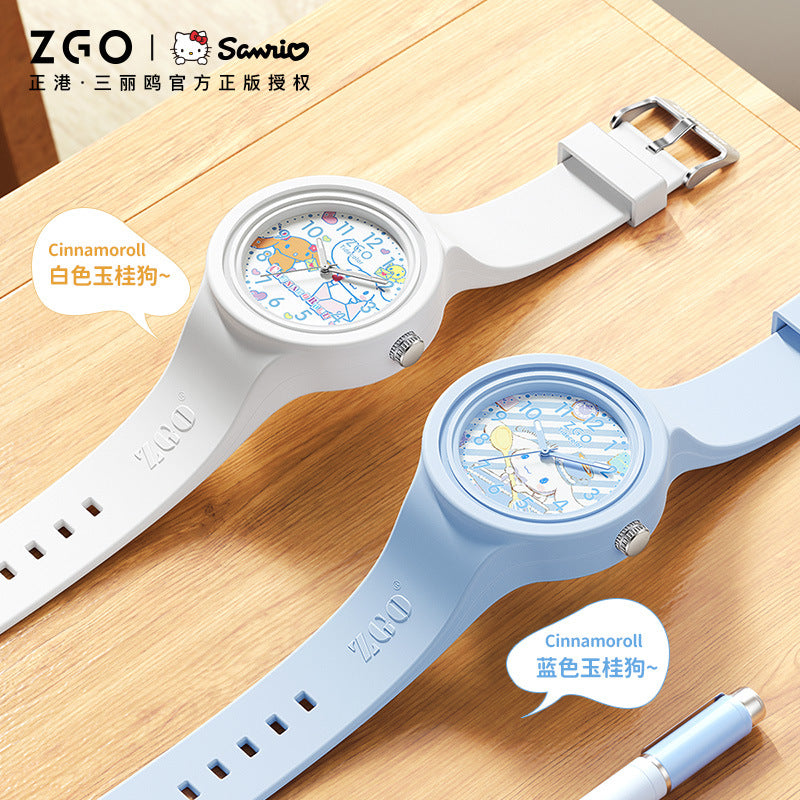 Sanrio Official Genuine Children's Watch for Girls, Cinnamoroll Waterproof, Only Tells Time, Quartz Watch for Middle School Students