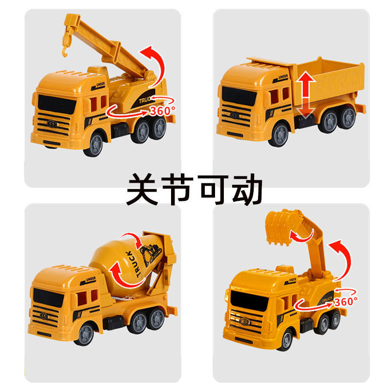 Durable Children's Toy Car Pull-Back Car Simulation Excavator Engineering Vehicle Fire Truck Airplane Model Boy's Gift