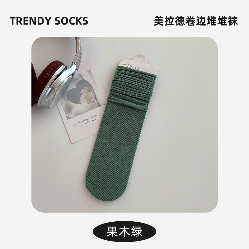 Socks Pure Cotton Women Summer Thin Style Pile Socks Solid Color Mid-Calf Socks Oxygen Cotton Confinement Socks Women Long Socks Zhuji Socks Industry