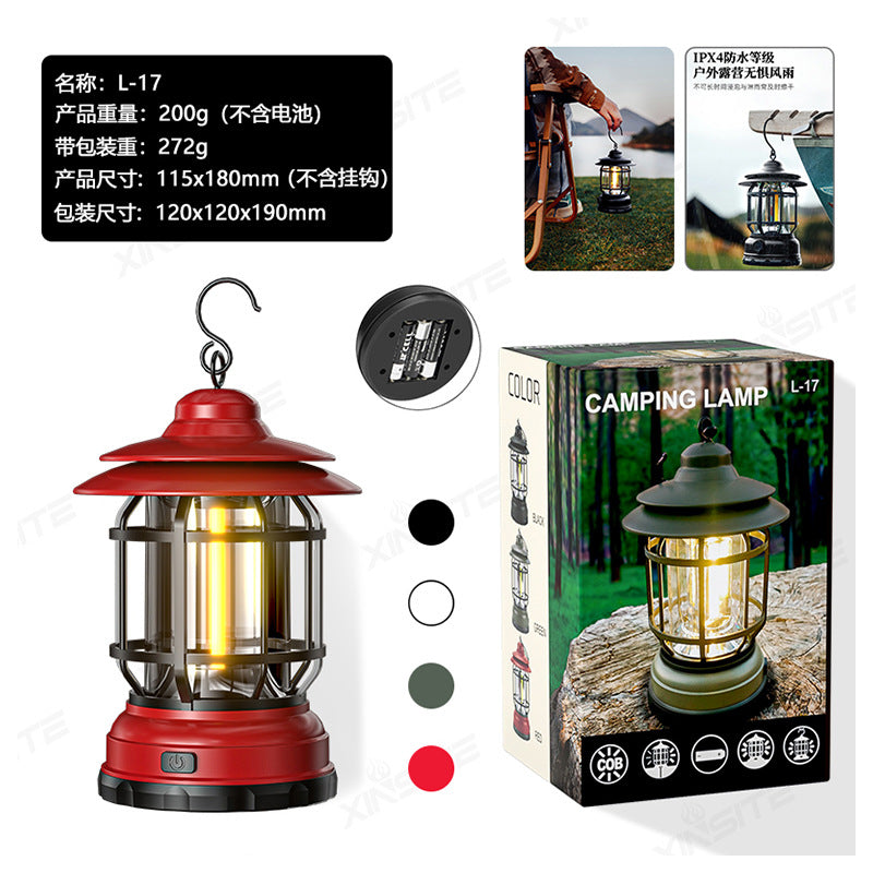 TikTok Hot-Selling Camping Light Atmosphere Light Flame Camping Light Tent Retro Lantern Outdoor Rechargeable Handheld Light Gift