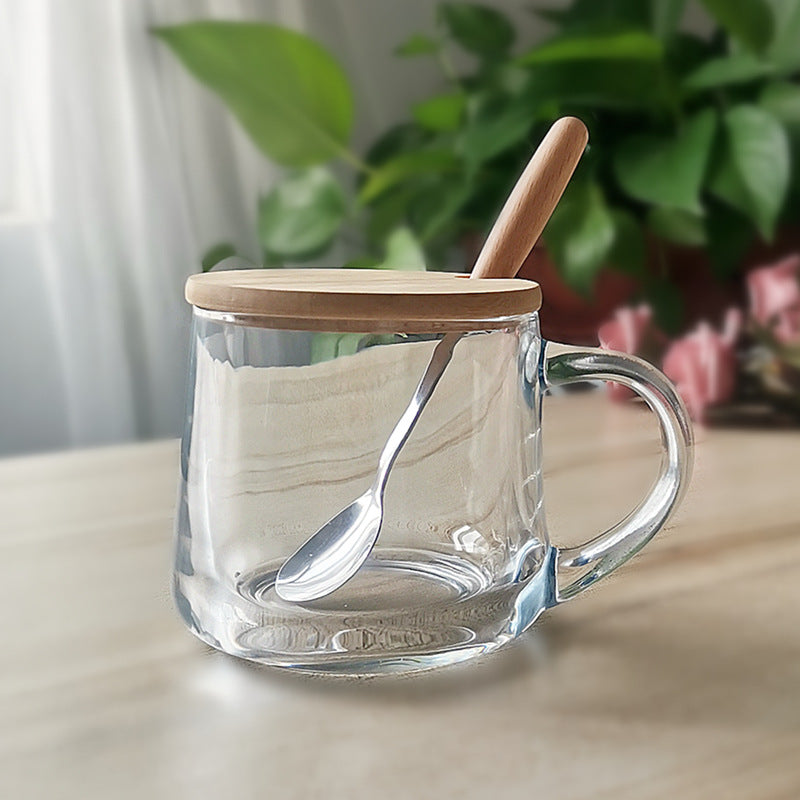 ins Glass Cup with Straw Milk Breakfast Cup Cute Cartoon Graduated Cup with Lid Spoon Gift Customization logo