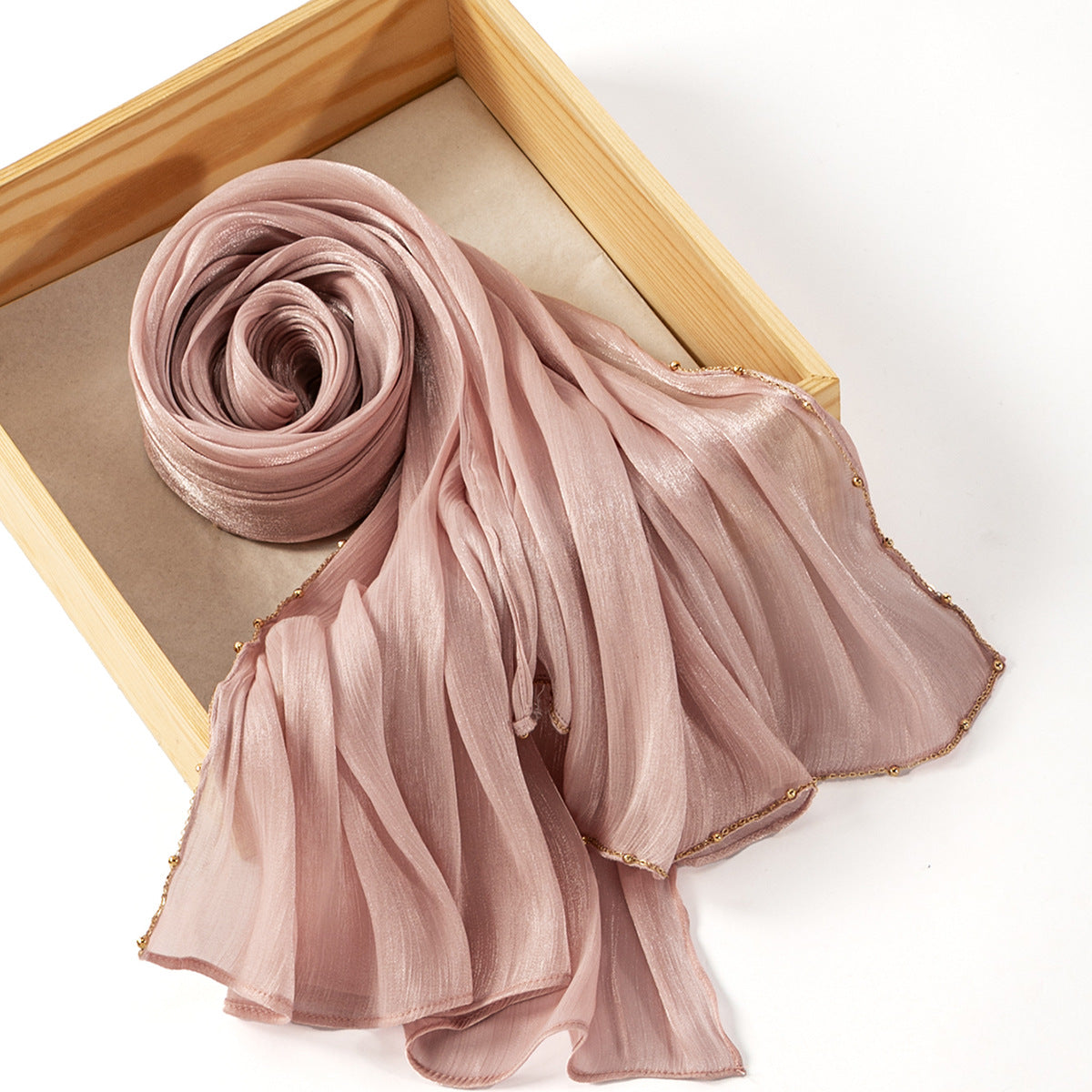 Southeast Asia Hot-Selling Popular Solid Color Chiffon Island Silk Chain Long Scarf Summer Refreshing Breathable Sun-Proof Ethnic Headscarf