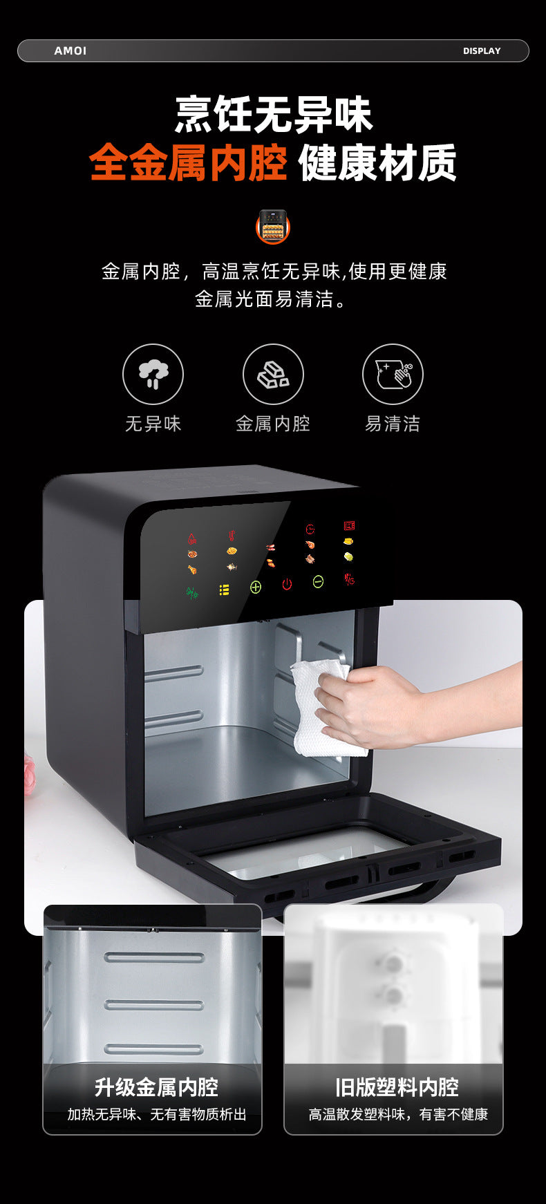 Cross-Border New Smart Visual Air Fryer Household Large Capacity Multi-Functional Air Oven Baking Professional Fryer Oven