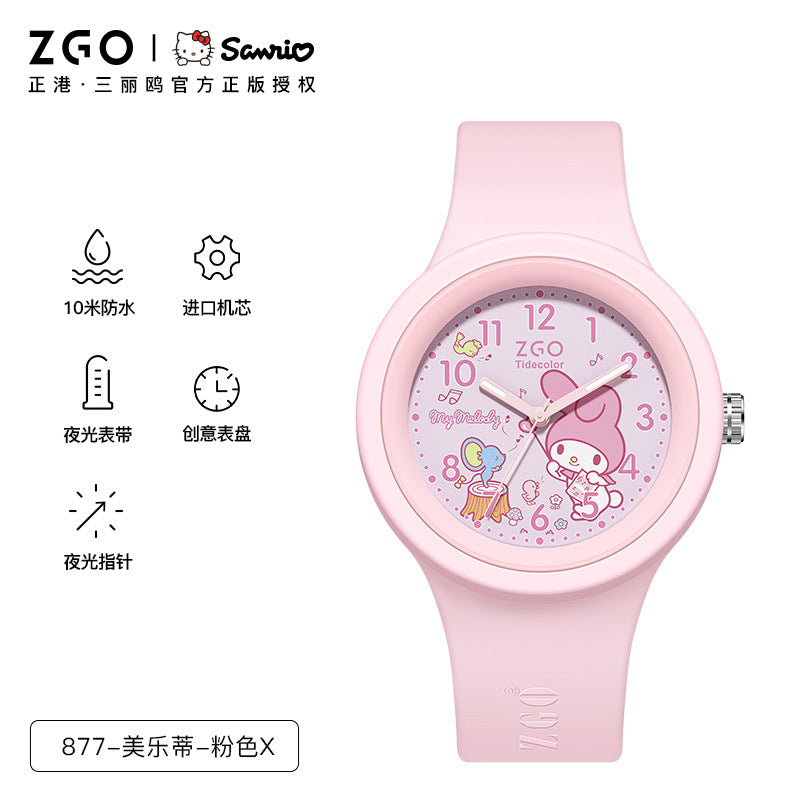 Sanrio Official Genuine Children's Watch for Girls, Cinnamoroll Waterproof, Only Tells Time, Quartz Watch for Middle School Students