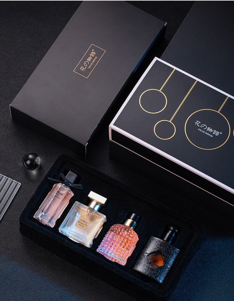 Flower Story Gift Box Women's Perfume Four-piece Set Perfume Wholesale Long-lasting Light Fragrance Recommended Black Coffee Perfume Women