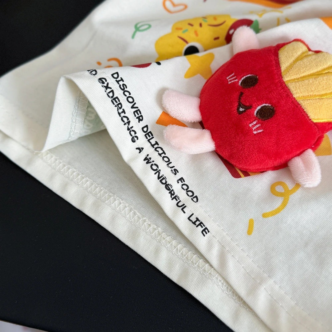 3D Doll Children's Short Sleeve T Summer T-shirt2025New Loose Korean Style Cartoon Top Fashionable Base Shirt Trendy T