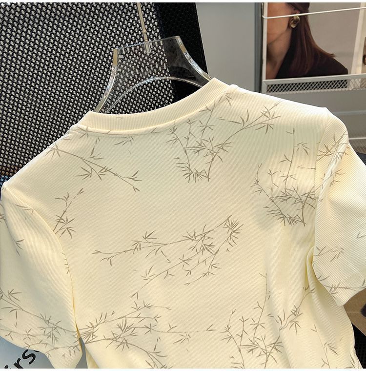 New Chinese Style National Style Button Short Sleeve t Women's Summer T-shirt2024New Women's Loose Slimming Plus Size Round Neck Top