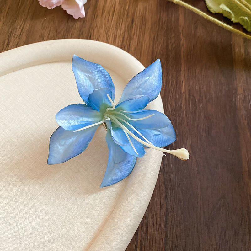 Super Fairy Vacation Style Fabric Flower Hair Clip Side Bangs Broken Hair Duckbill Clip Gentle Atmosphere Versatile Hair Accessory for Women