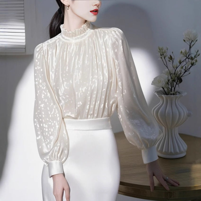 Unique and Super Beautiful White Shirt for Women, High-End Luxury, Youthful and Stylish Little Chanel Style Inner Top2025Spring