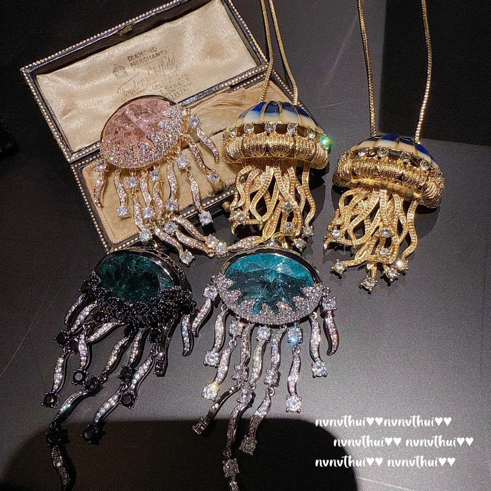 Sparkling Paphos Cloud Pattern Jellyfish Tassel Gemstone Earrings The Joy of a Rich Woman Egg-shaped Princess Pink Earrings