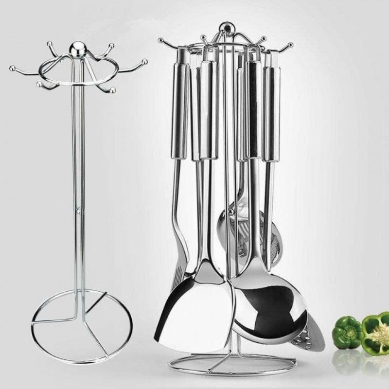 Kitchen Storage Rack Utensil Holder Spatula Spoon Hanging Rack Pot Spatula Holder Soup Spoon Spatula Draining Rack Household Hook Rack Floor-standing