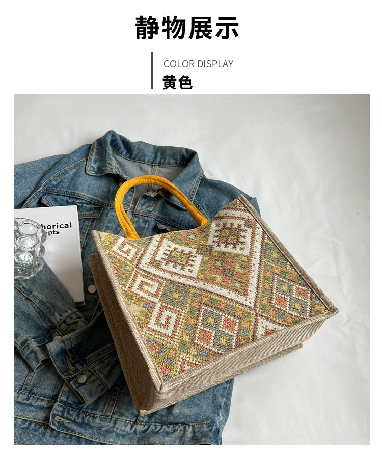 Large Capacity Commuter Bag Women2023New Fashion Single Shoulder Tote Bag Ethnic Style Student Handbag Class Bag Trendy